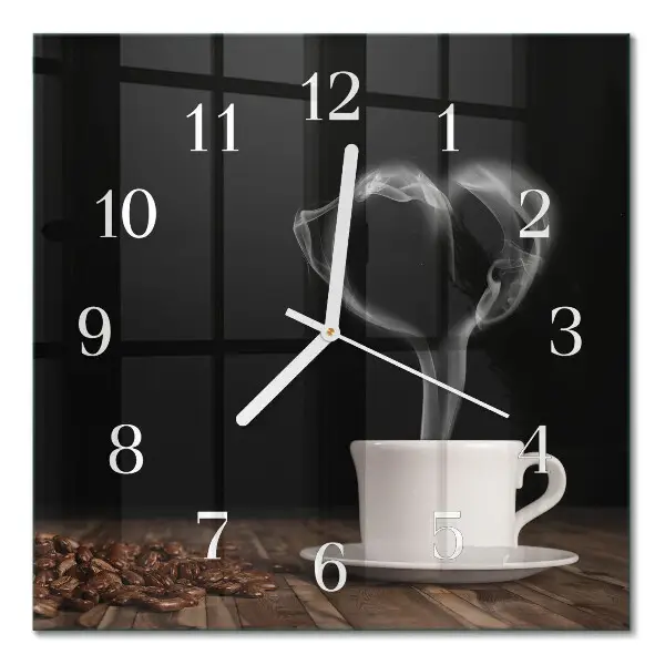 Glasuhr quadratisch Kaffee