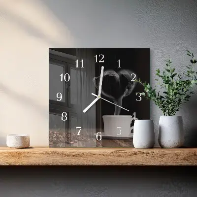 Glasuhr quadratisch Kaffee