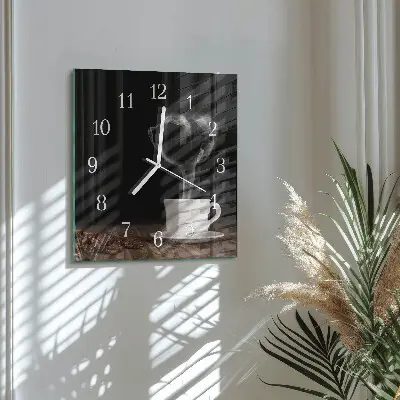 Glasuhr quadratisch Kaffee