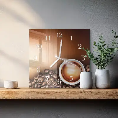 Wanduhr mit motiv quadratisch Kaffee