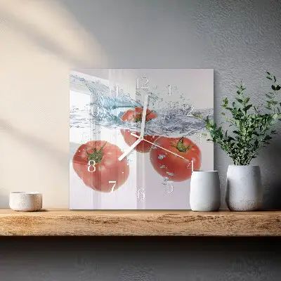 Moderne wanduhr quadratisch Tomaten