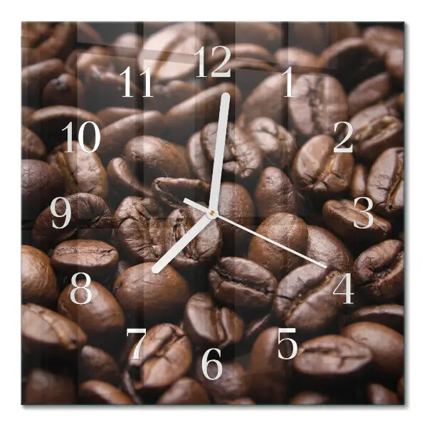 Quadratische wanduhr Kaffeebohnen