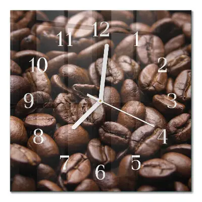 Quadratische wanduhr Kaffeebohnen