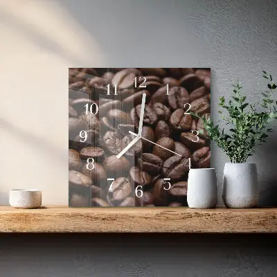 Quadratische wanduhr Kaffeebohnen