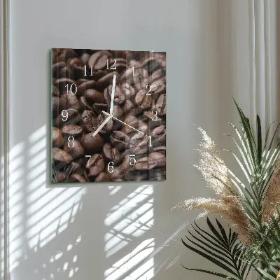 Quadratische wanduhr Kaffeebohnen