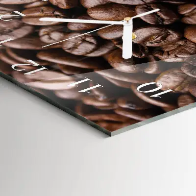 Quadratische wanduhr Kaffeebohnen