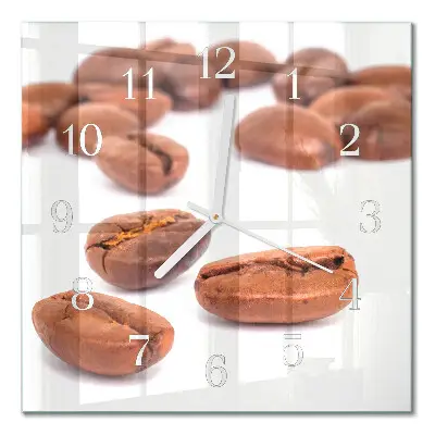 Quadratische wanduhr Kaffeebohnen