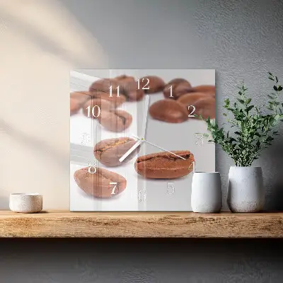 Quadratische wanduhr Kaffeebohnen
