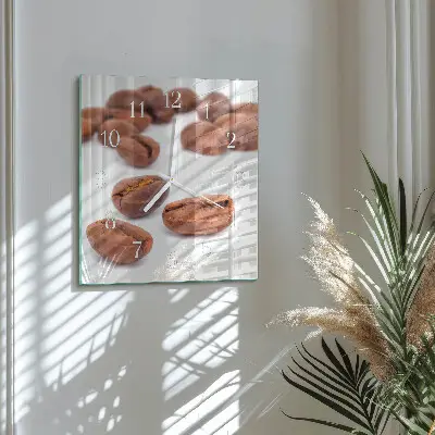 Quadratische wanduhr Kaffeebohnen