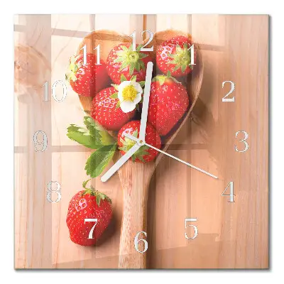 Wanduhr mit motiv quadratisch Erdbeere