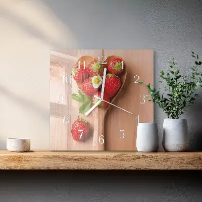 Wanduhr mit motiv quadratisch Erdbeere