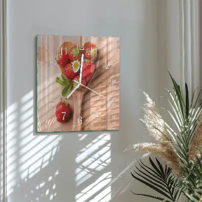 Wanduhr mit motiv quadratisch Erdbeere