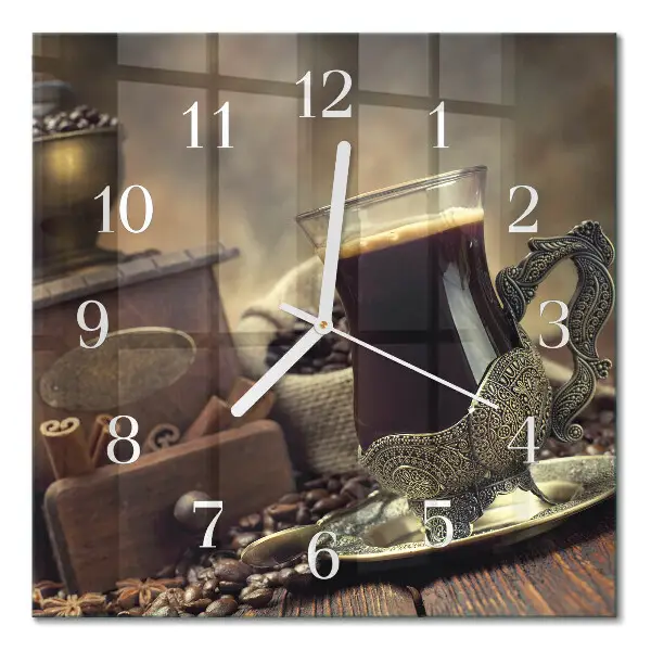 Quadratische wanduhr Kaffee