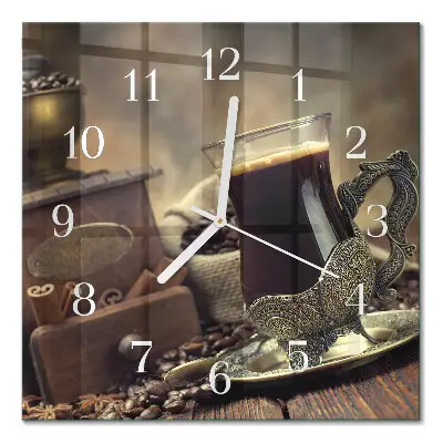 Quadratische wanduhr Kaffee