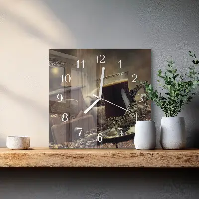 Quadratische wanduhr Kaffee