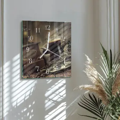 Quadratische wanduhr Kaffee