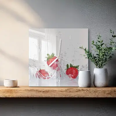 Wanduhr mit motiv quadratisch Erdbeere