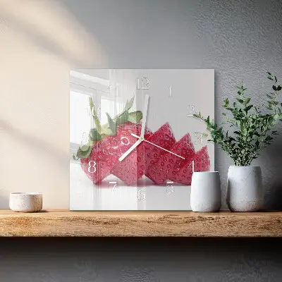 Glasuhr quadratisch Erdbeere