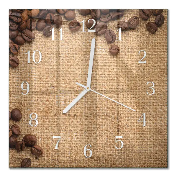 Quadratische wanduhr Kaffeebohnen