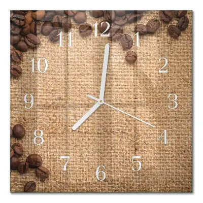 Quadratische wanduhr Kaffeebohnen