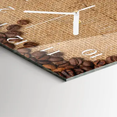 Quadratische wanduhr Kaffeebohnen