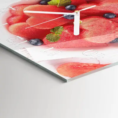 Glasuhr quadratisch Wassermelonenherz