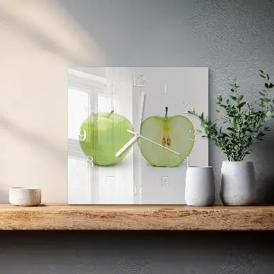 Quadratische wanduhr modern Apfel