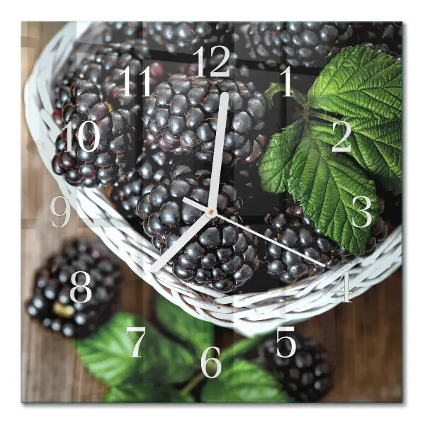 Wanduhr mit motiv quadratisch Brombeeren