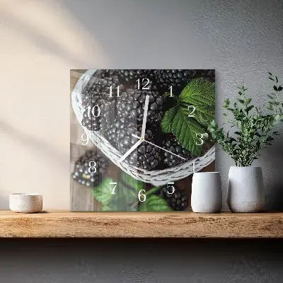 Wanduhr mit motiv quadratisch Brombeeren