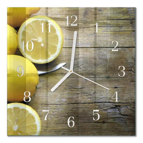Quadratische wanduhr Saftige Zitronen