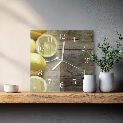 Quadratische wanduhr Saftige Zitronen