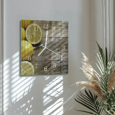 Quadratische wanduhr Saftige Zitronen