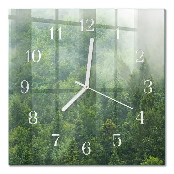 Wanduhr mit motiv quadratisch Nebelwald
