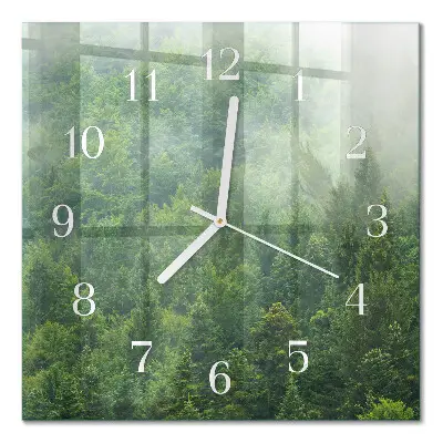 Wanduhr mit motiv quadratisch Nebelwald