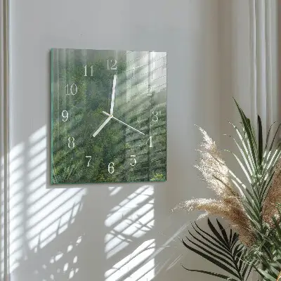Wanduhr mit motiv quadratisch Nebelwald