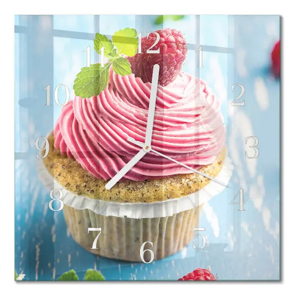 Moderne wanduhr quadratisch Himbeermuffin