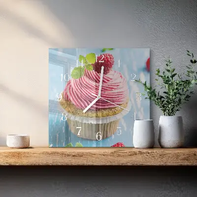 Moderne wanduhr quadratisch Himbeermuffin