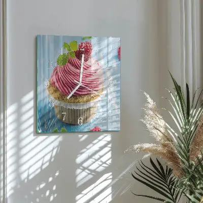 Moderne wanduhr quadratisch Himbeermuffin