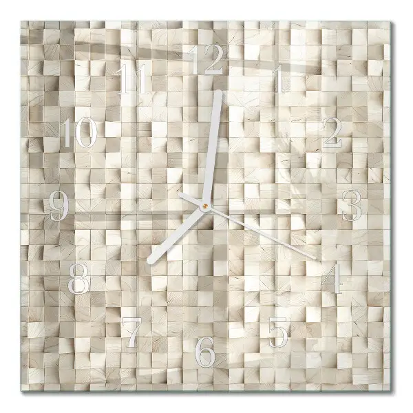 Quadratische wanduhr modern Holzmosaik