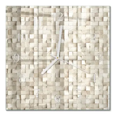 Quadratische wanduhr modern Holzmosaik