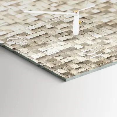 Quadratische wanduhr modern Holzmosaik