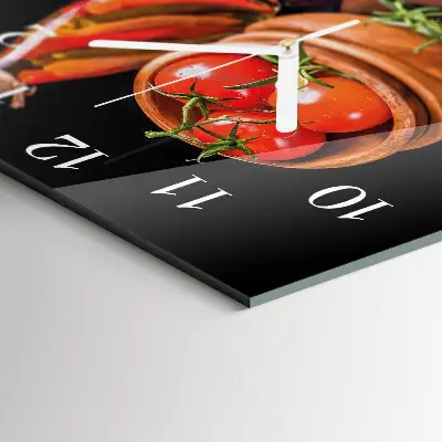 Quadratische wanduhr Tomaten und Knoblauch