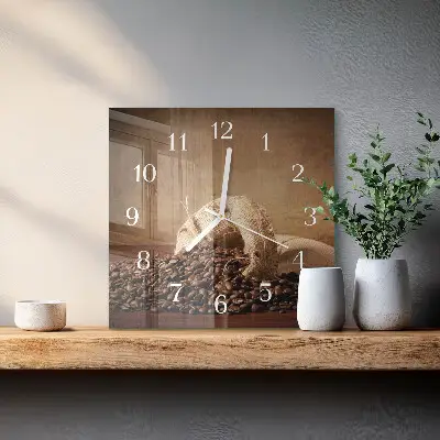 Quadratische wanduhr modern Kaffee
