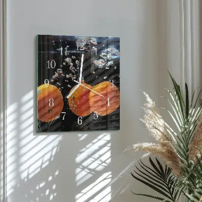 Moderne wanduhr quadratisch Orangen
