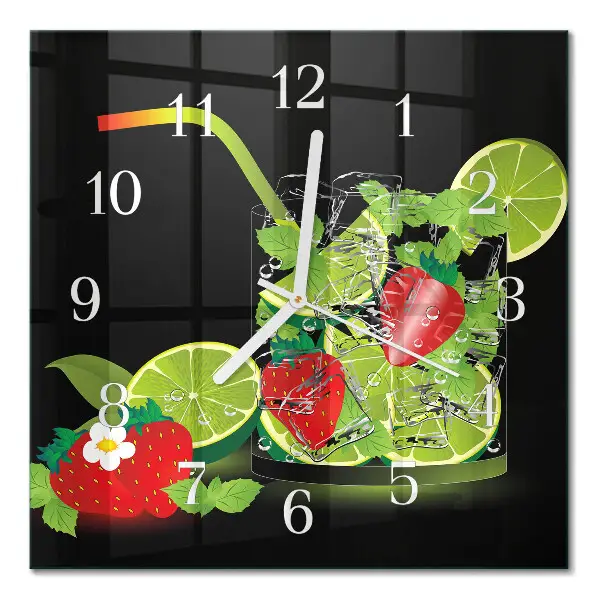 Glasuhr quadratisch Erdbeere und Limette