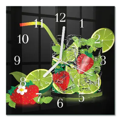Glasuhr quadratisch Erdbeere und Limette