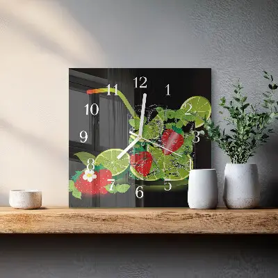 Glasuhr quadratisch Erdbeere und Limette