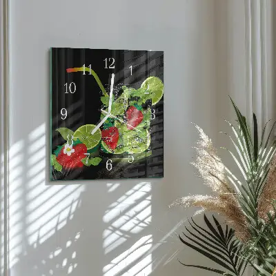 Glasuhr quadratisch Erdbeere und Limette