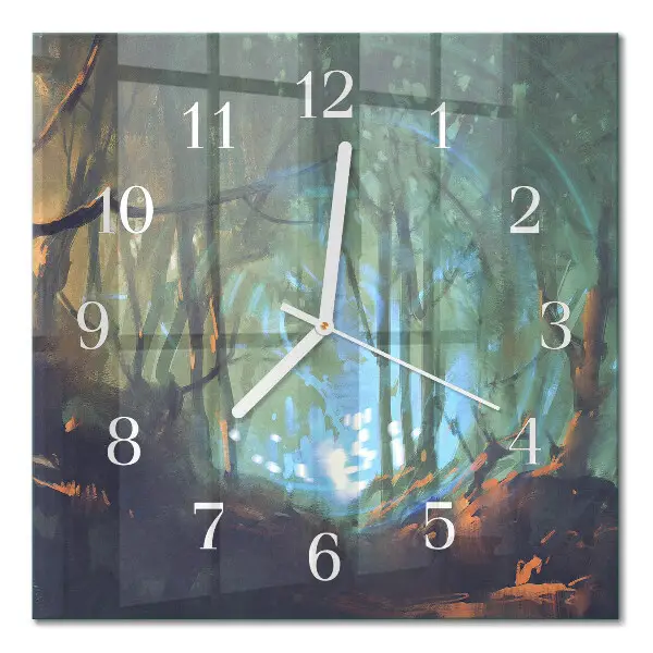 Moderne wanduhr quadratisch Mystischer Wald