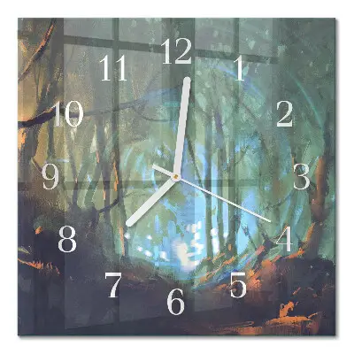 Moderne wanduhr quadratisch Mystischer Wald
